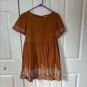 Madewell Eyelet Puff Sleeve Mini Dress in Terracotta